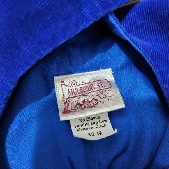 Vintage Mulberry St. 12M Blue Corduroy Applique Overall. 100% Cotton. - Picture 5 of 5
